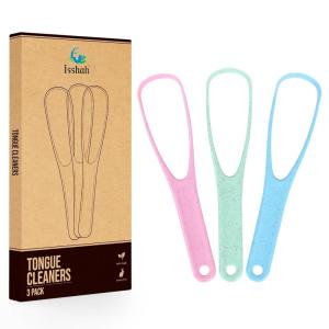Tongue Scraper Cleaner PETA Approved Vegan Natural Eco Fiber Material 100% BPA Free Tongue Scrapers for Oral Care & Hygiene – 3 Count